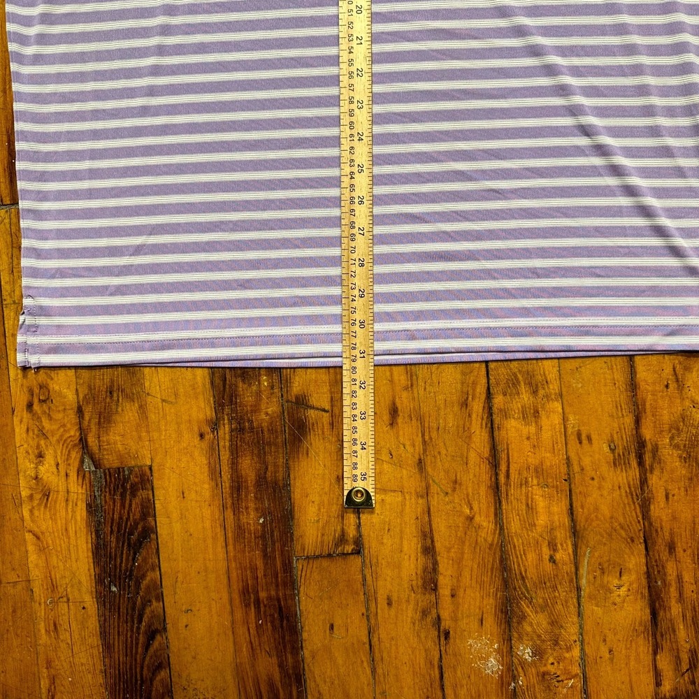 Pebble Beach Polo Shirt Men's 2XL Purple White Striped Short Sleeve Performance - Picture 3 of 6